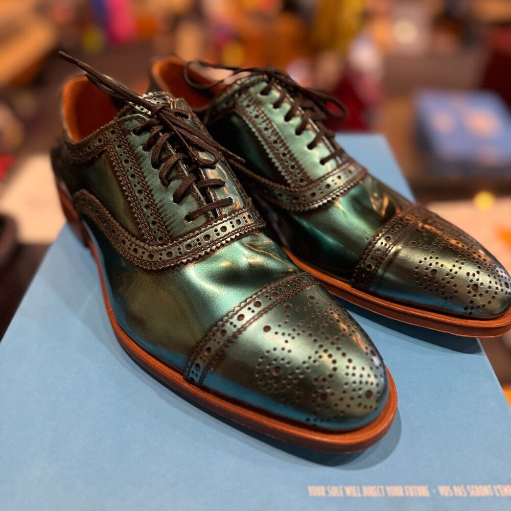 JOHN FLUEVOG - GATEWAY "BRANDENBURG" - GREEN METALLIC - M8.5/W10.5 (FITS M8/W10)